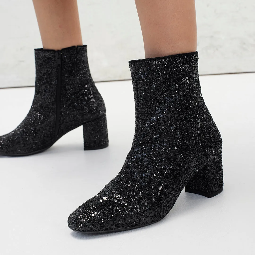 Angulus Glitterstøvlet dame blokhæl 6 cm