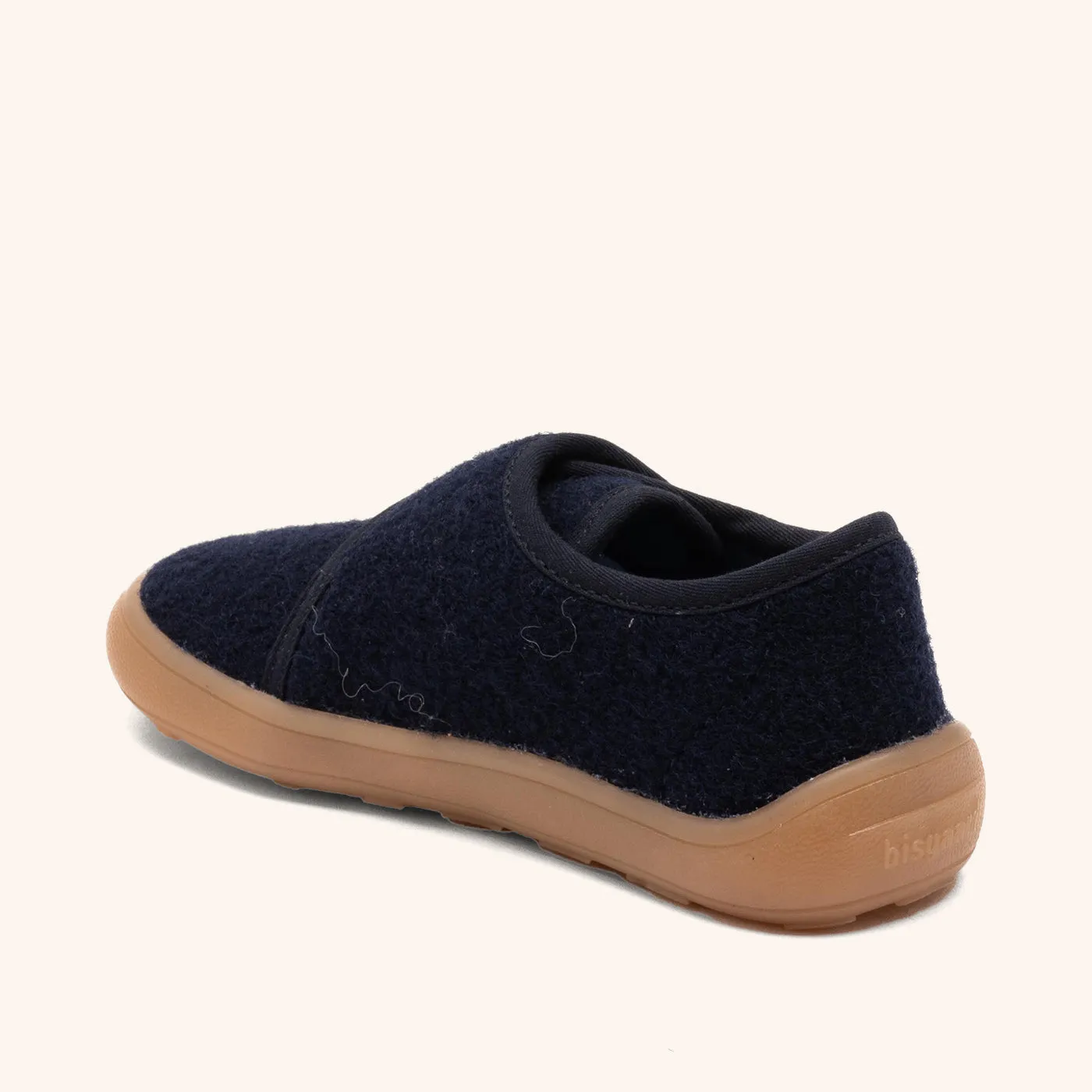 Bisgaard Pav hjemmesko dark blue uld velcro