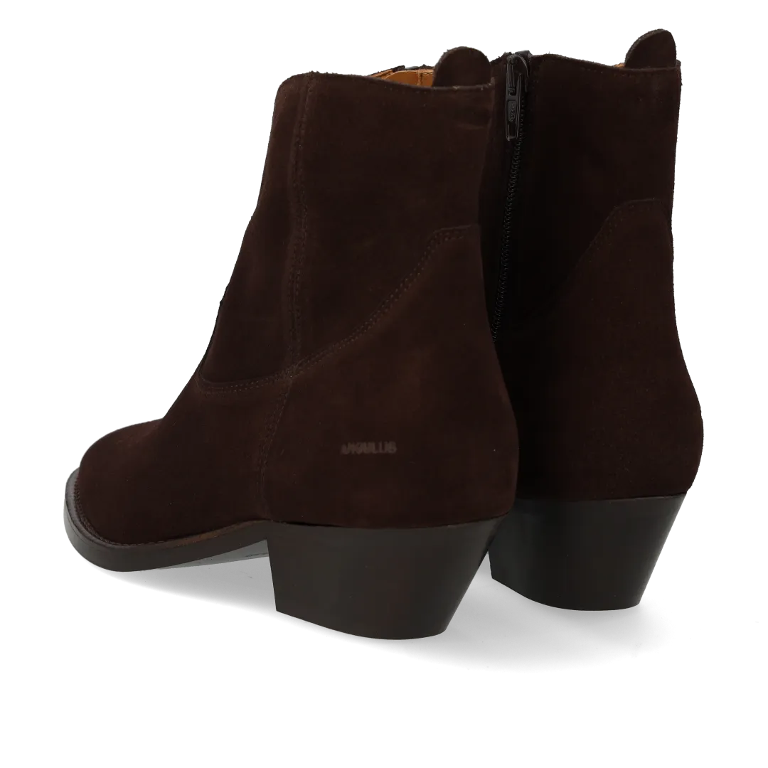 Angulus cowboystøvle dekorative stikninger støvle brun ruskind 4 cm hæl