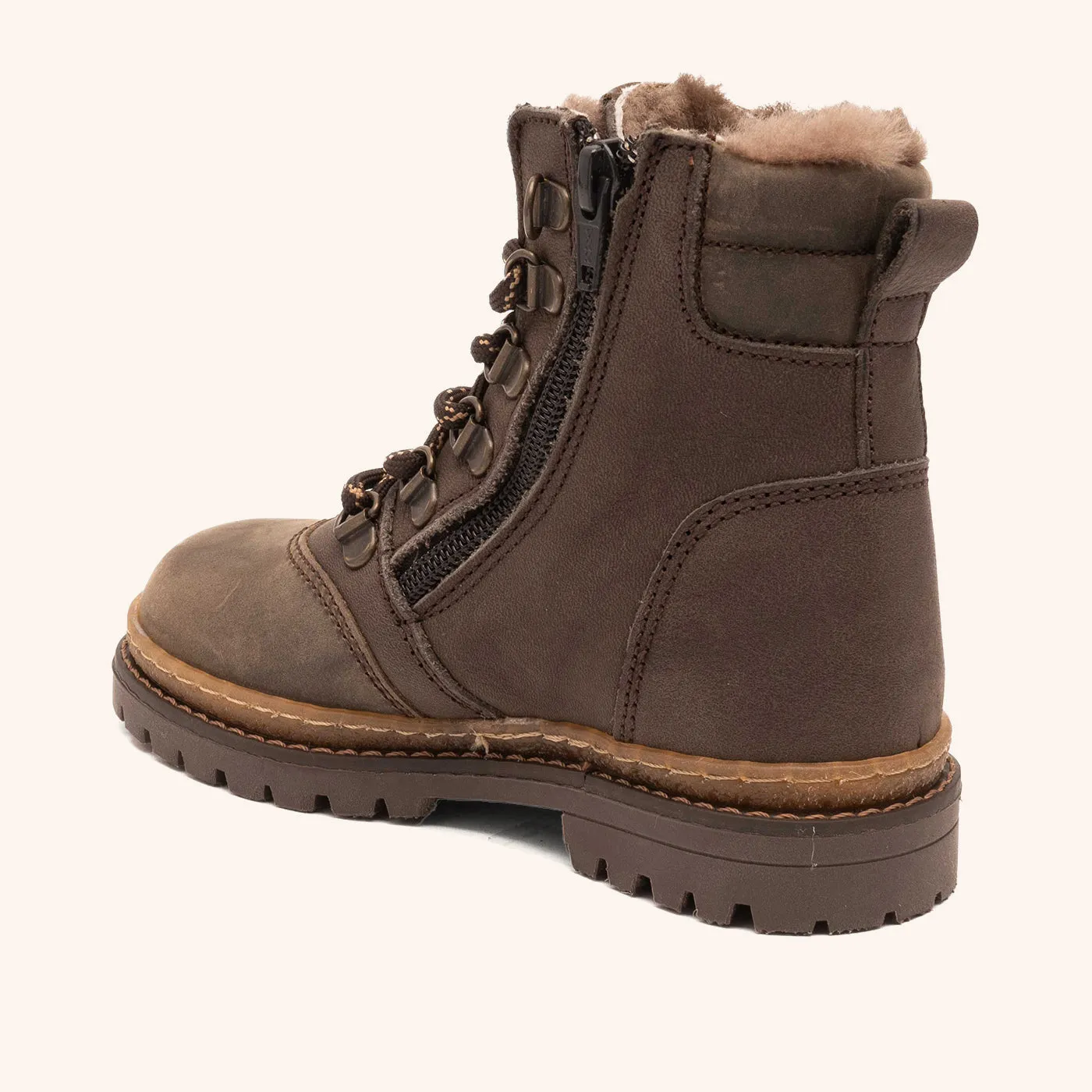 Bisgaard Gert Lamb snørestøvle rustic brown med lammeskind