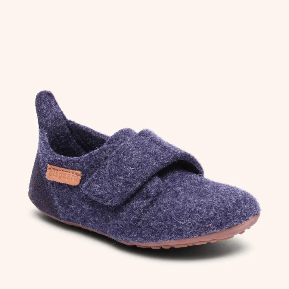 Bisgaard Casual Wool hjemmesko blå uld filt
