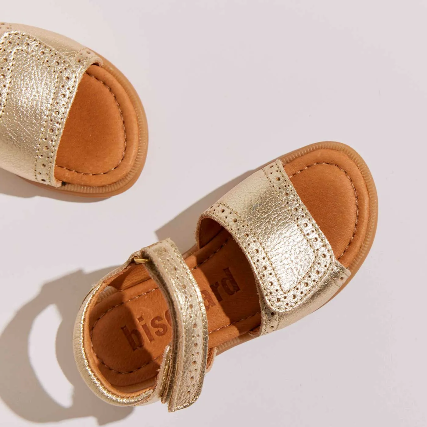 Bisgaard Andrea sandal guld læder velcro str. 22-36