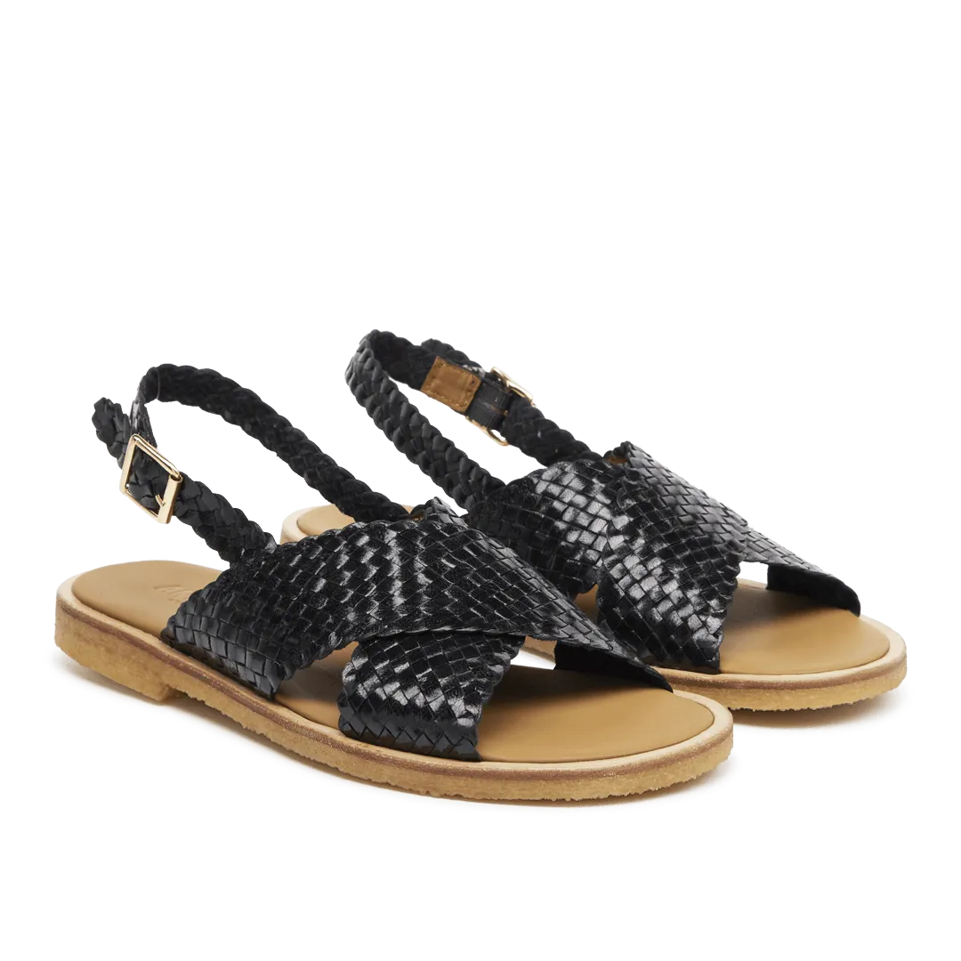 Angulus Krydssandal håndflettet sandal læder