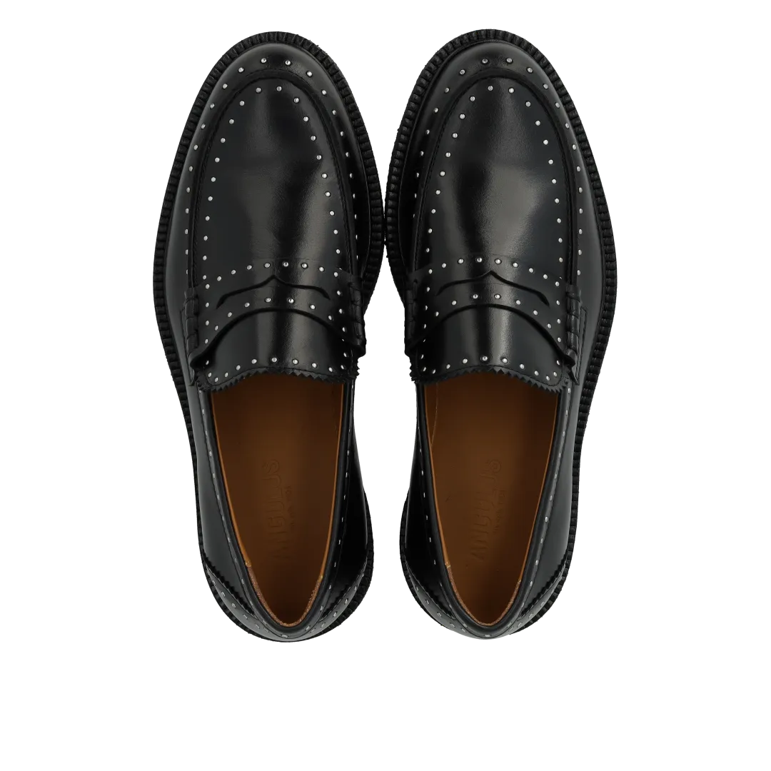 Angulus Klassisk Penny loafer med dekorative sølvnitter læder