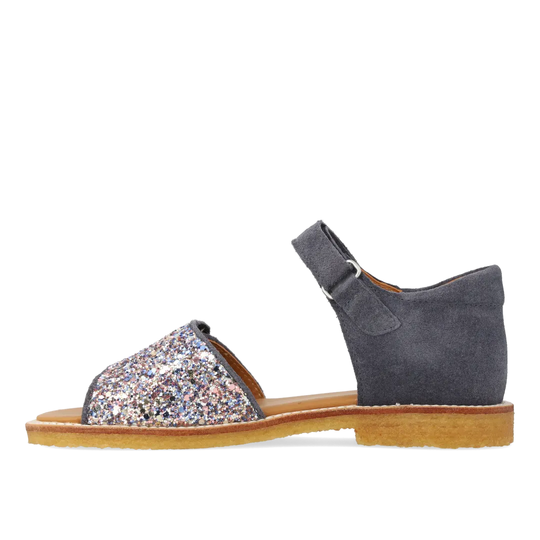 Angulus justerbar sandal i læder med funklende glitter børn