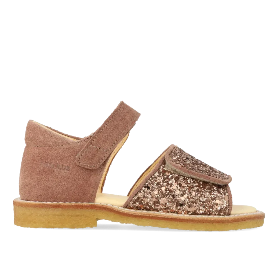 Angulus Sandal med funklende glitterdetalje børnesandal ruskind