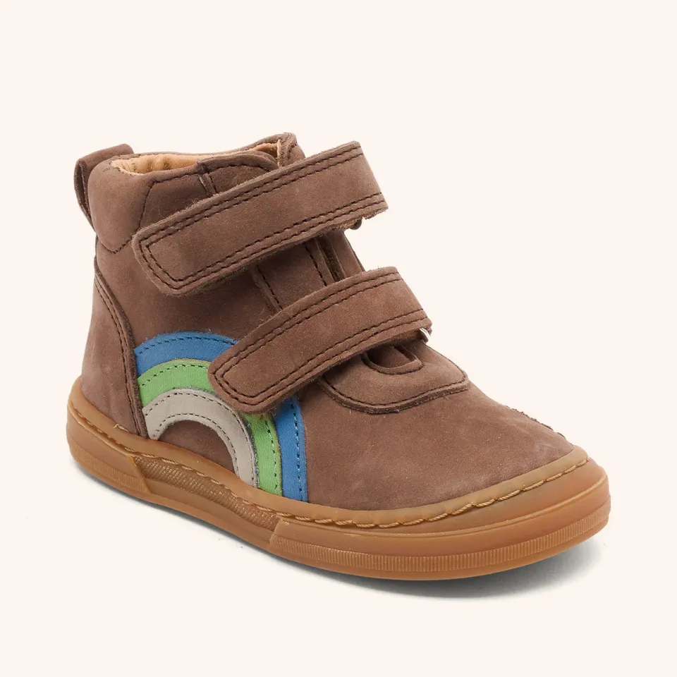 Bisgaard Rainbow sneaker dark brown velcro regnbue
