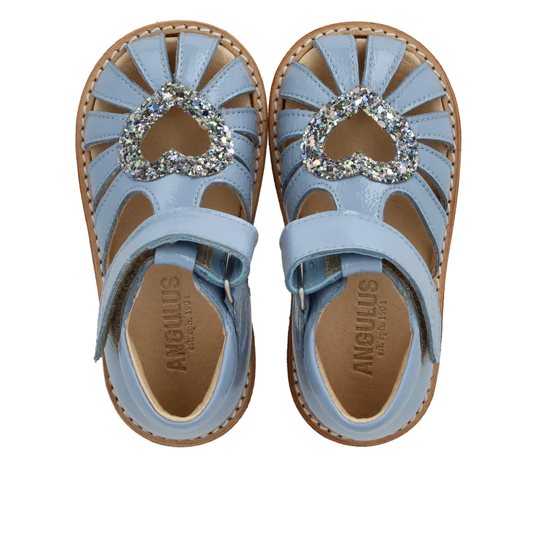 Angulus Hjertesandal med glitter og velcrolukning børnesandal
