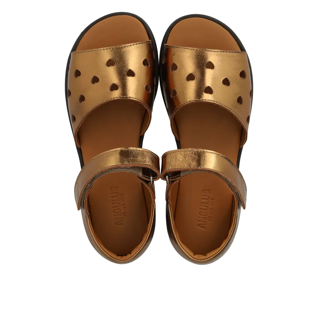 Angulus Lædersandal hjerte børnesandal læder velcro