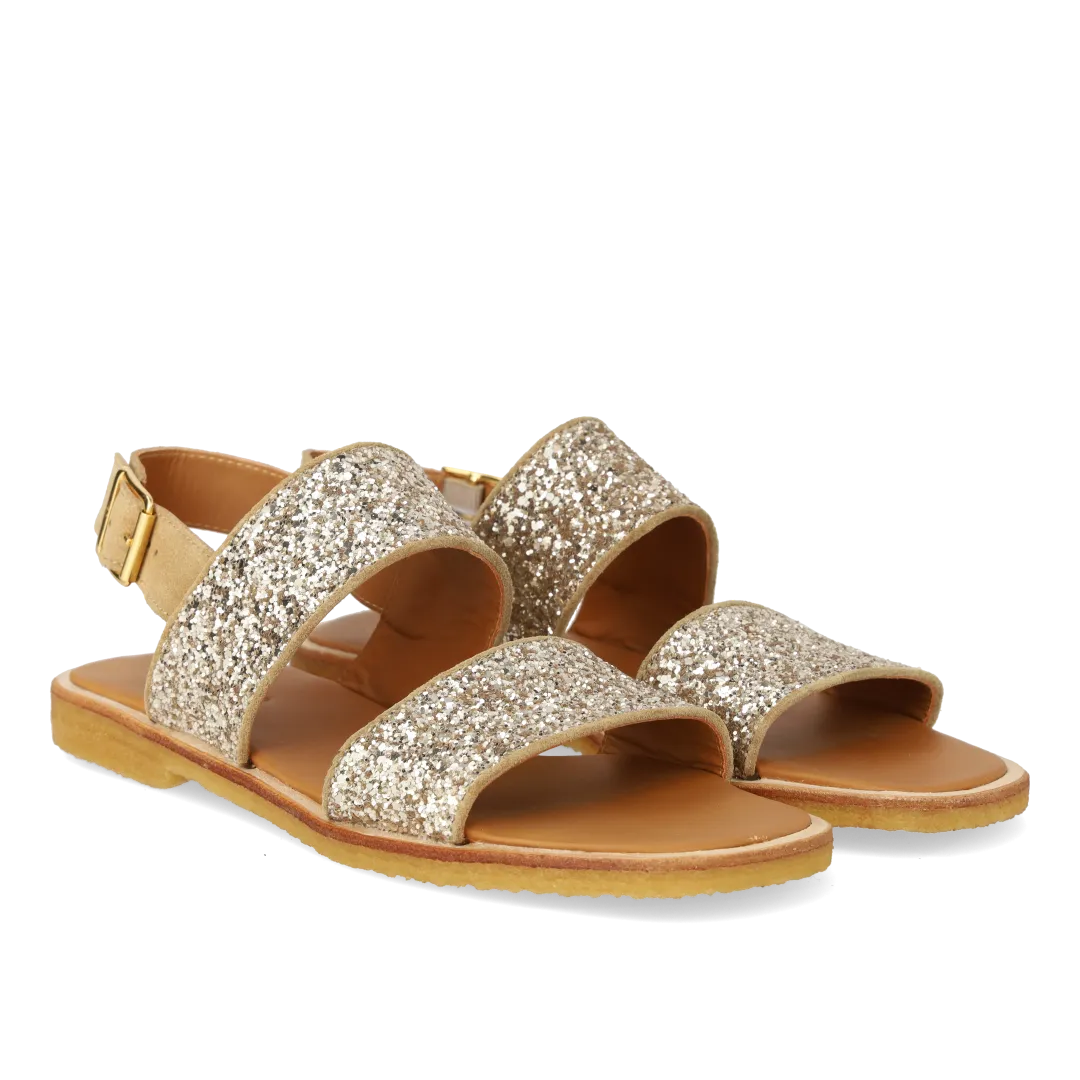 Angulus Glitter sandal i læder med ankelrem