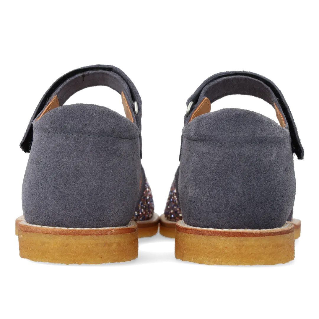 Angulus justerbar sandal i læder med funklende glitter børn