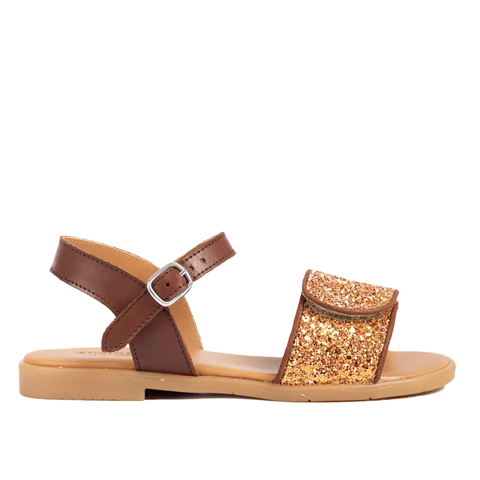 Angulus Glittersandal med spænde og velcrolukning