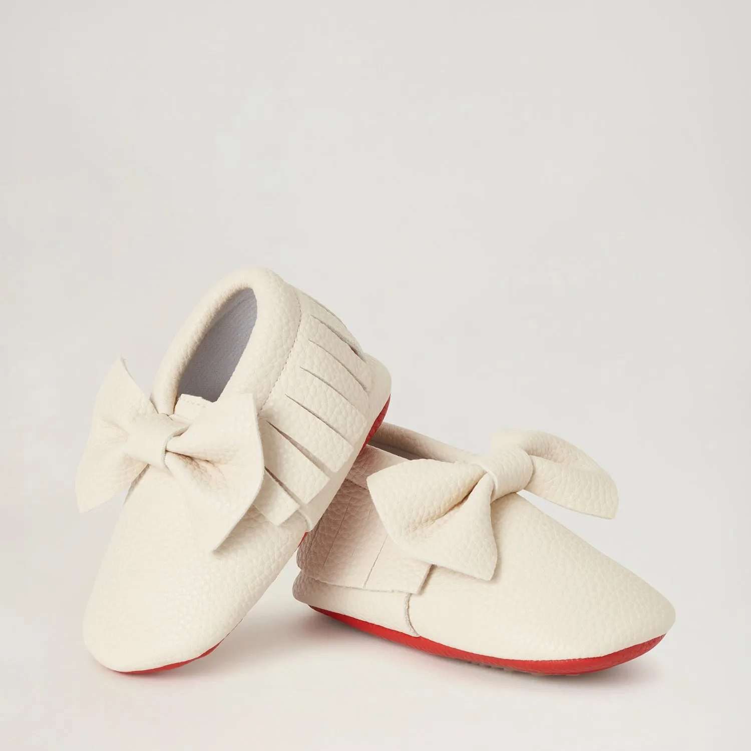 BabyMocs Bow Mocs barfodssko off white blød sål
