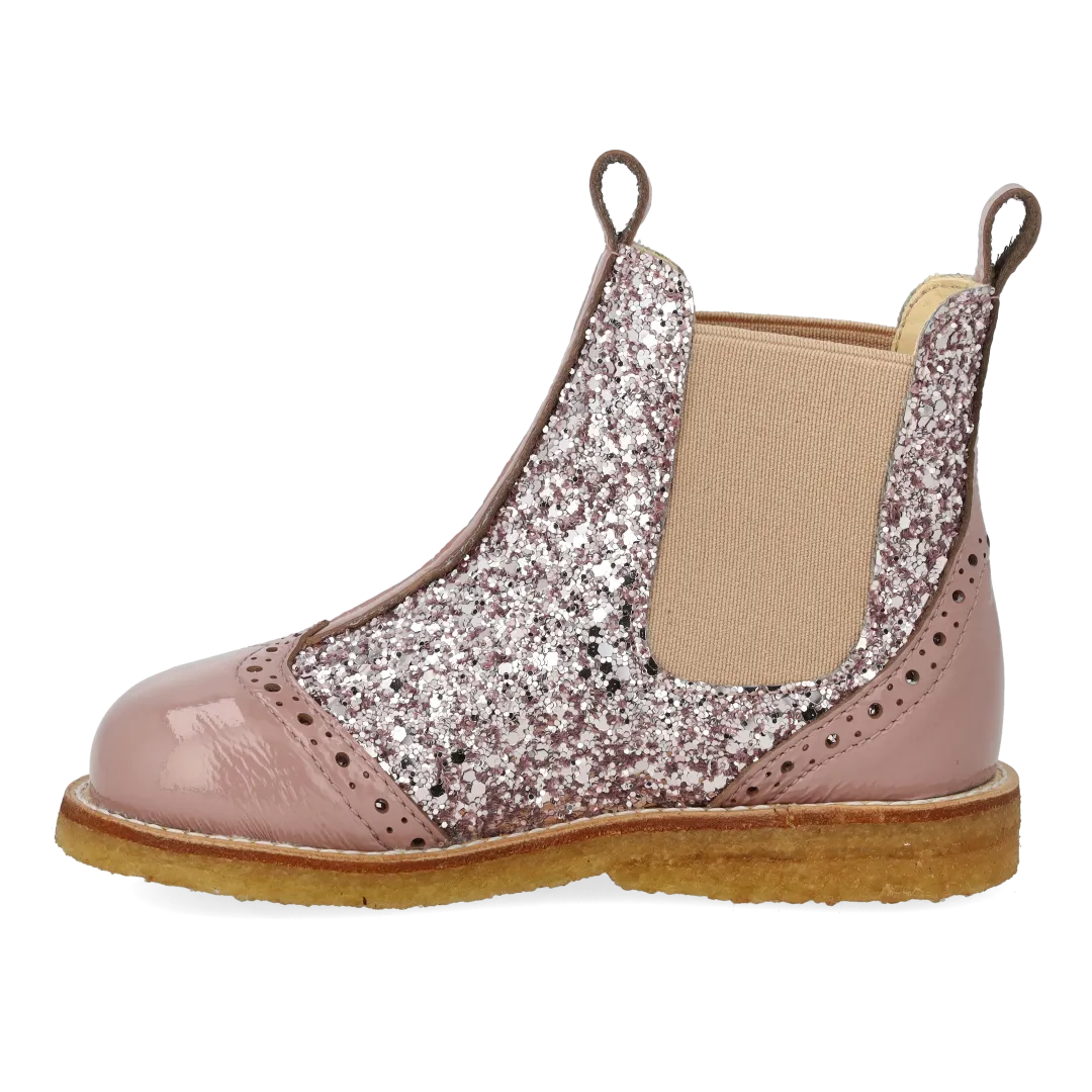 Angulus Chelsea støvle med glitter og brogues børnestøvle rummelig