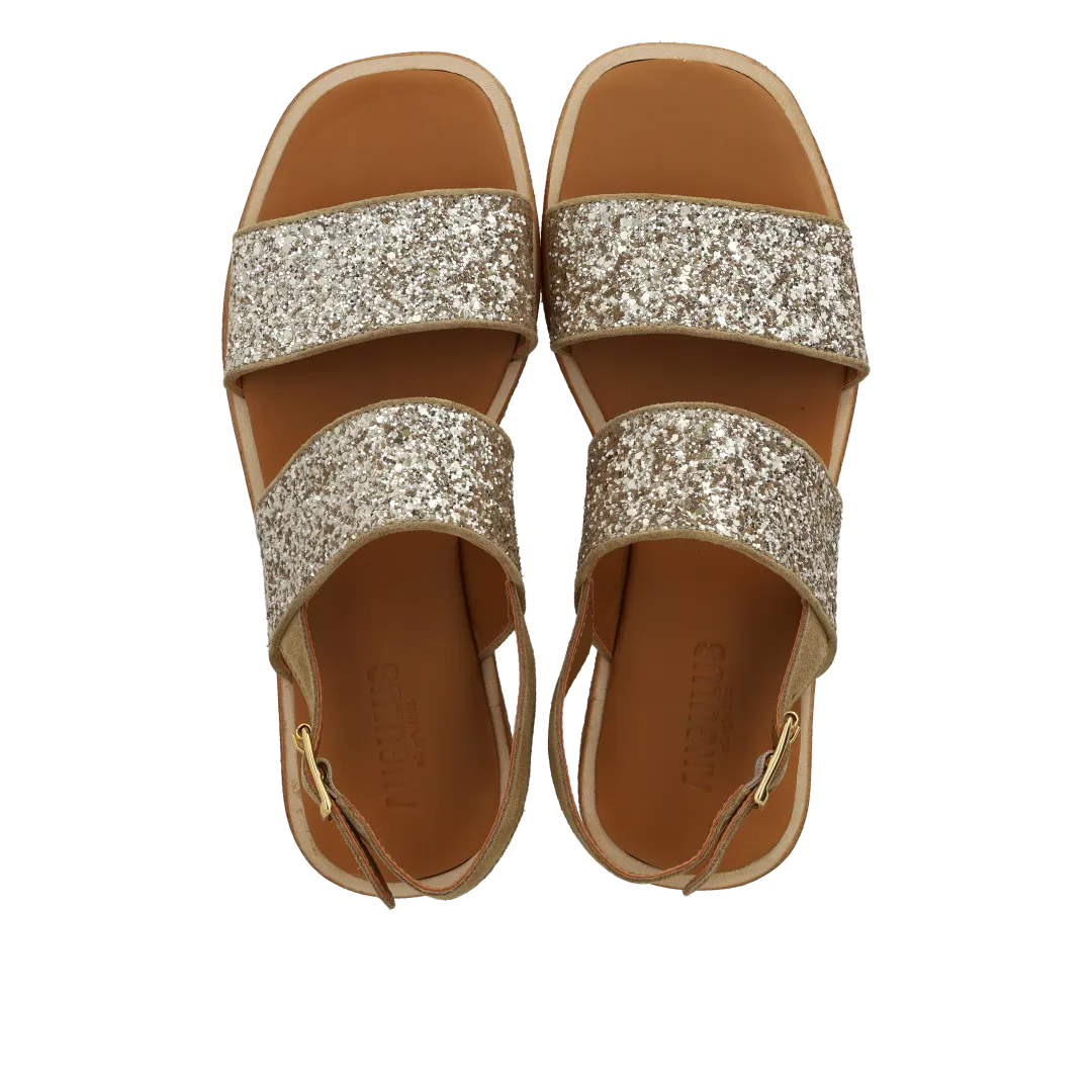 Angulus Glitter sandal i læder med ankelrem