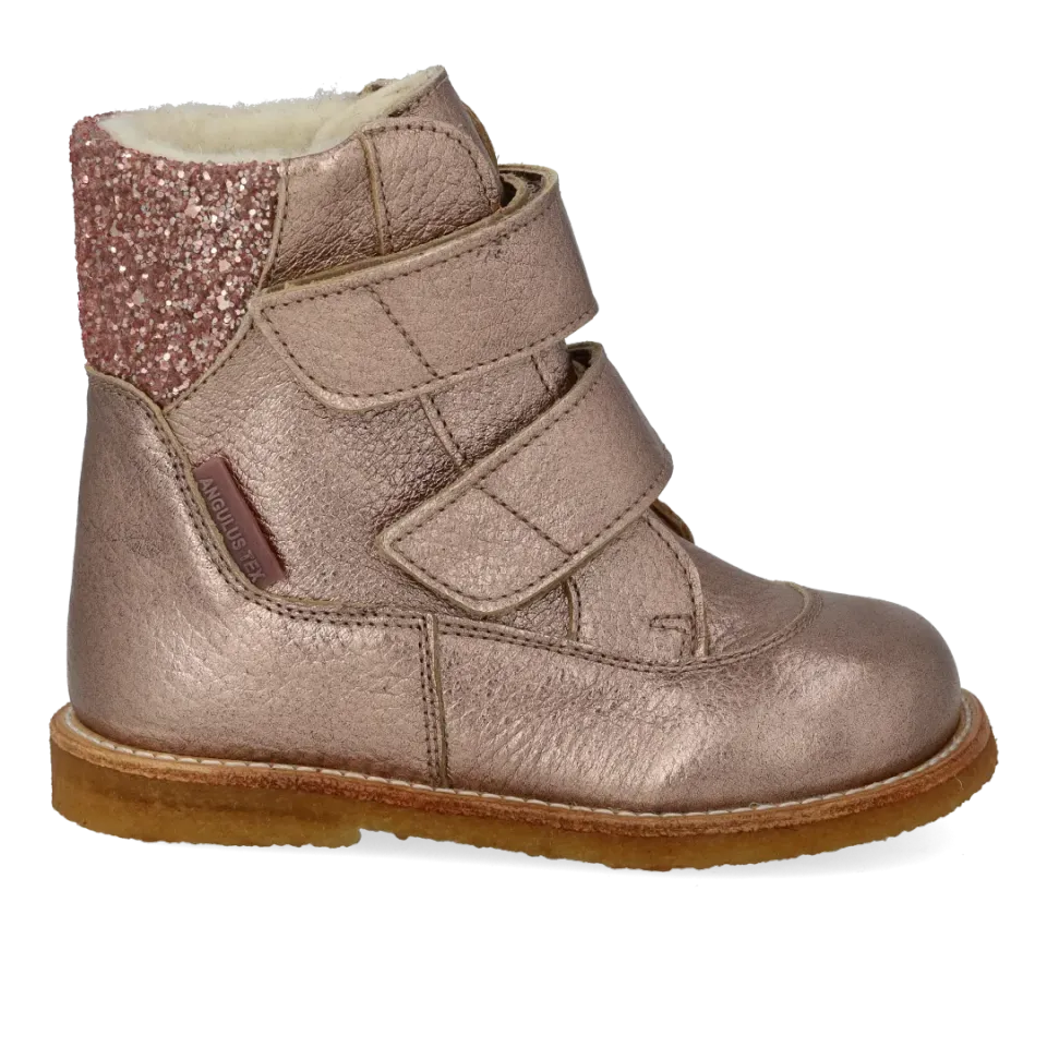Angulus TEX vinterstøvle læder med glitter velcro