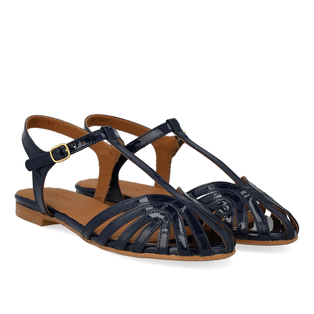 Angulus flad sandal lædersandal T-strap spænde kromfri