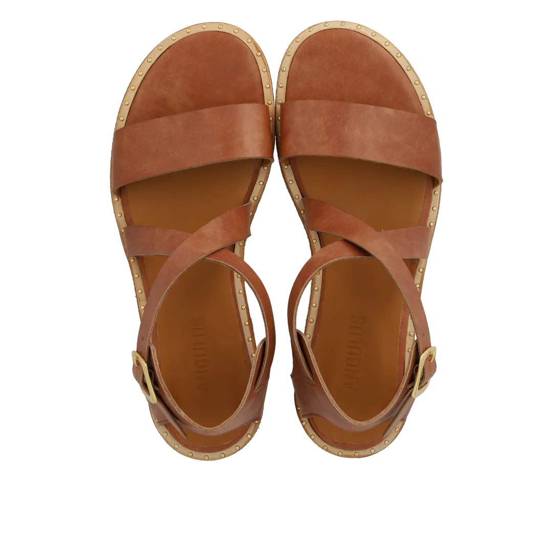 Angulus Sandal krydsremme nitter læder dame