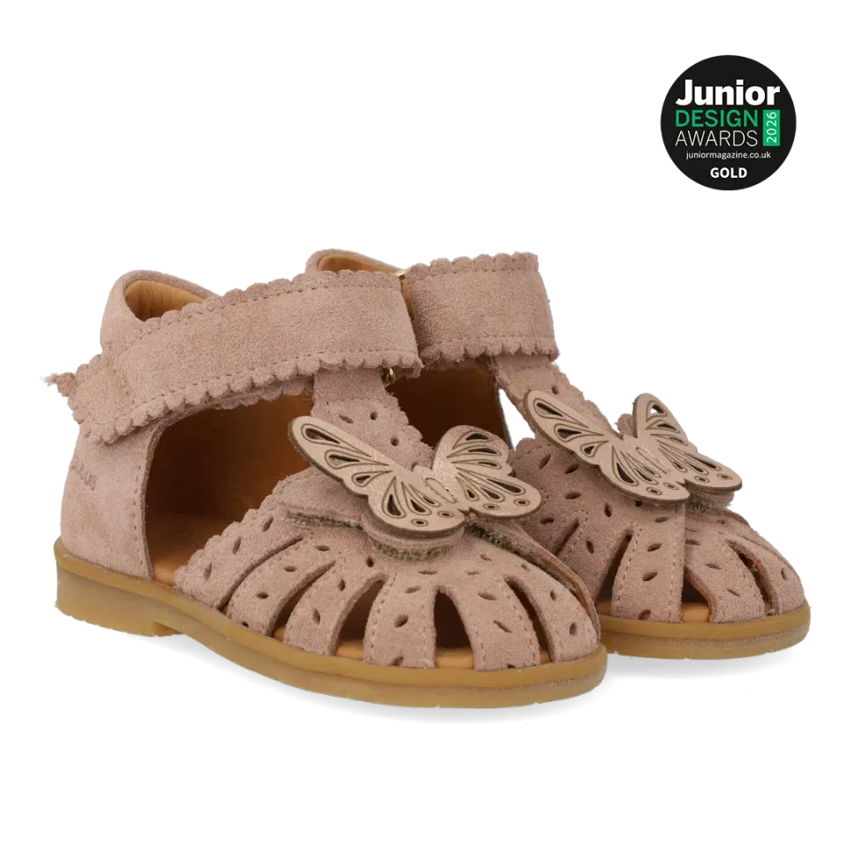 Angulus sandal ruskind sommerfugl dobbelt velcro