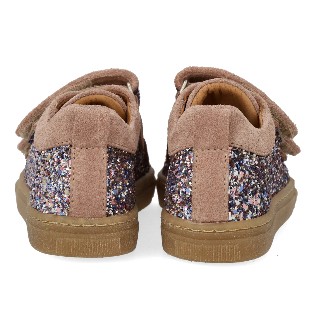 Angulus Glitter-sneaker ruskind børnesneaker velcro