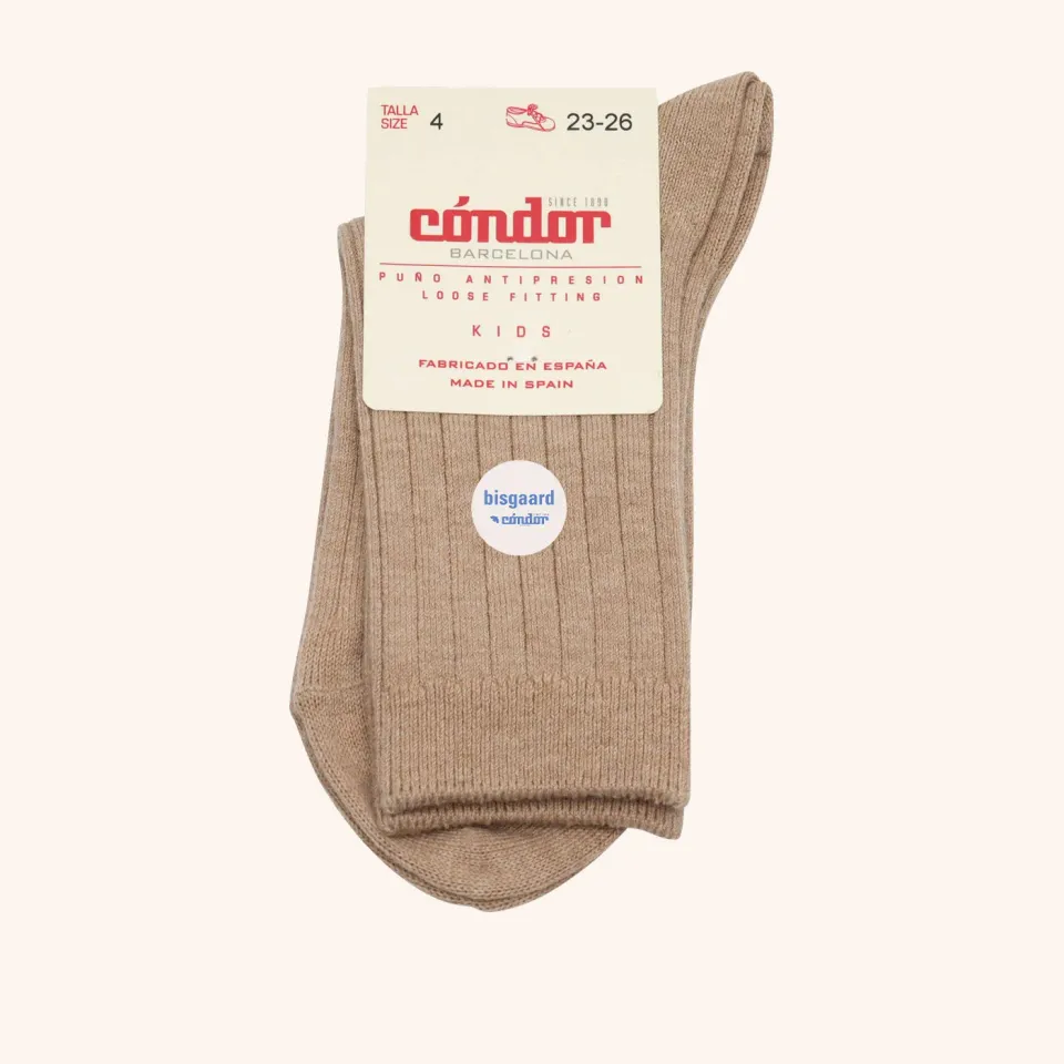 Bisgaard x Cóndor rib strømper turron bomuld