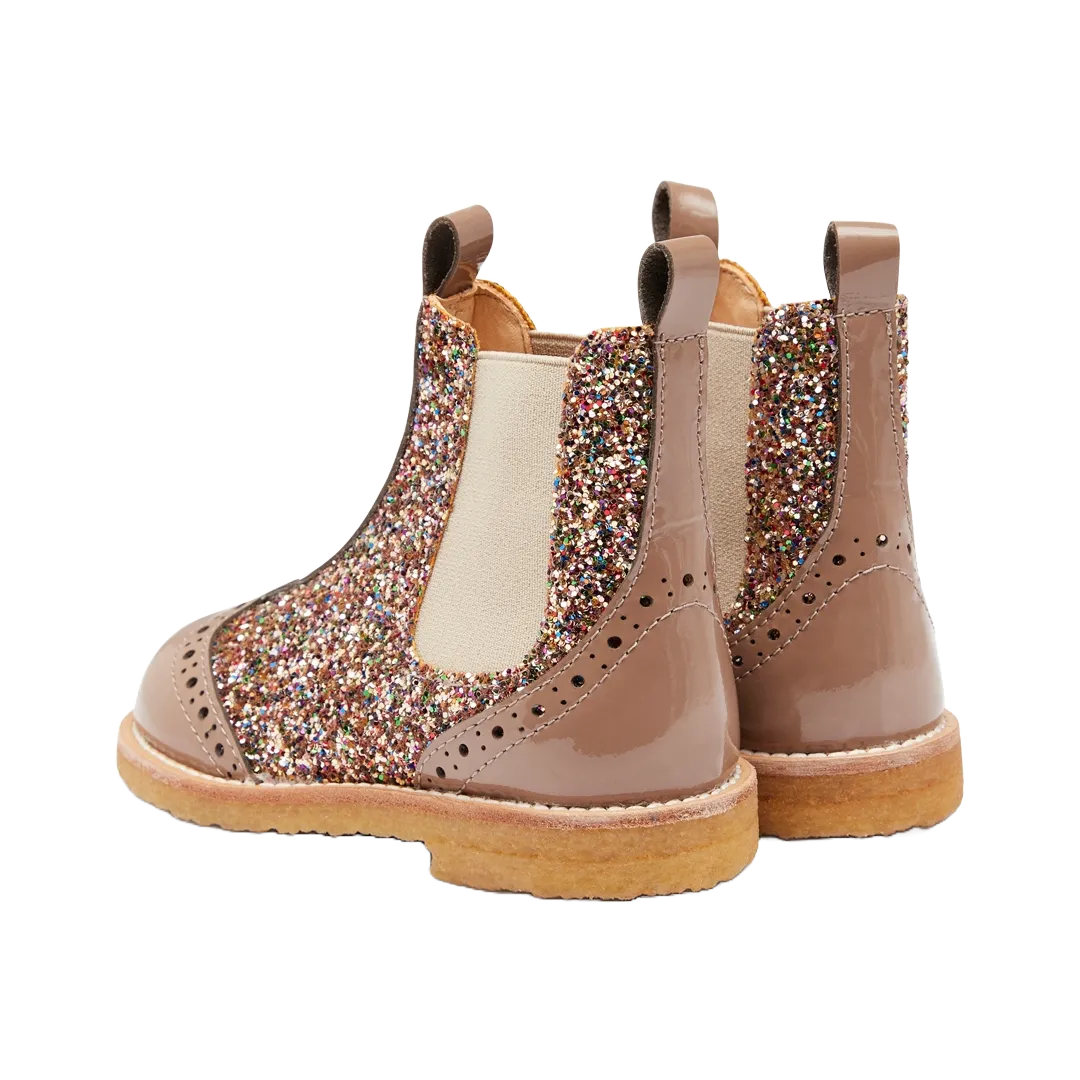 Angulus Chelsea glitterstøvle børn brogue rummelig