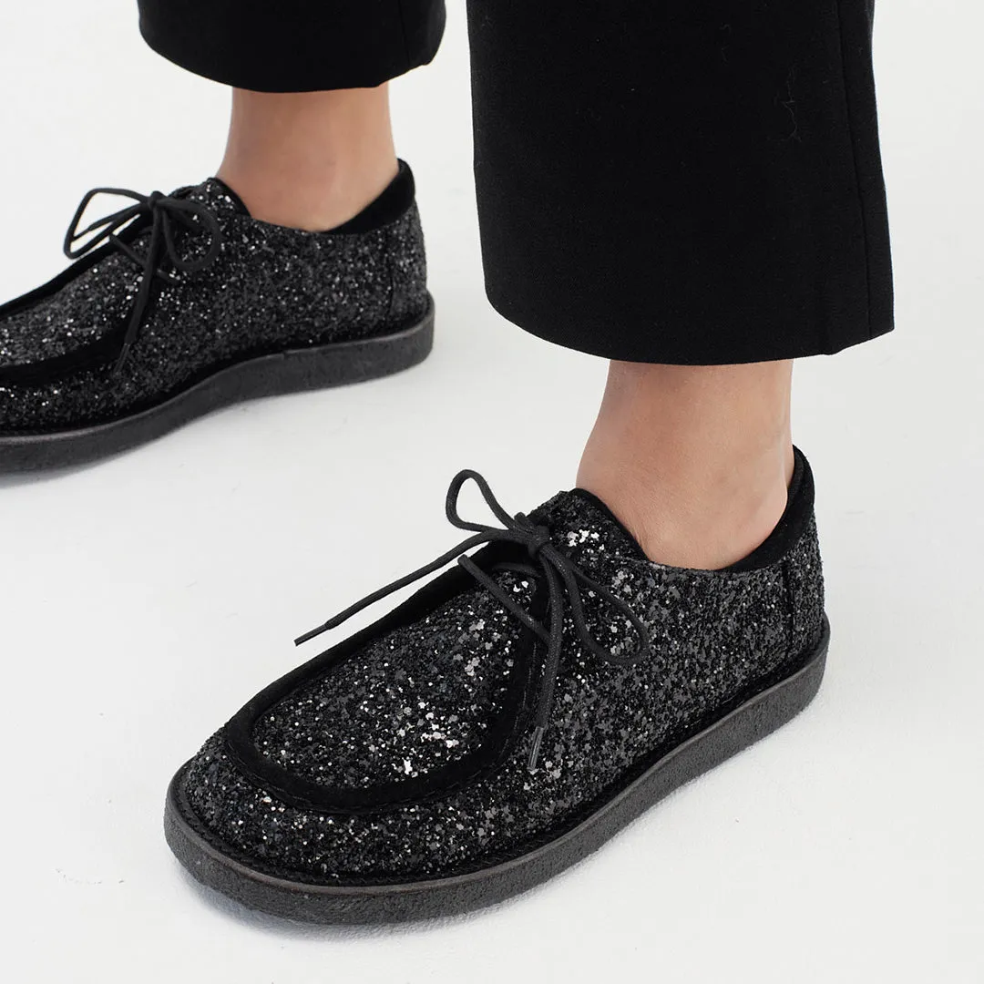 Angulus Snøresko damesko glitter bred