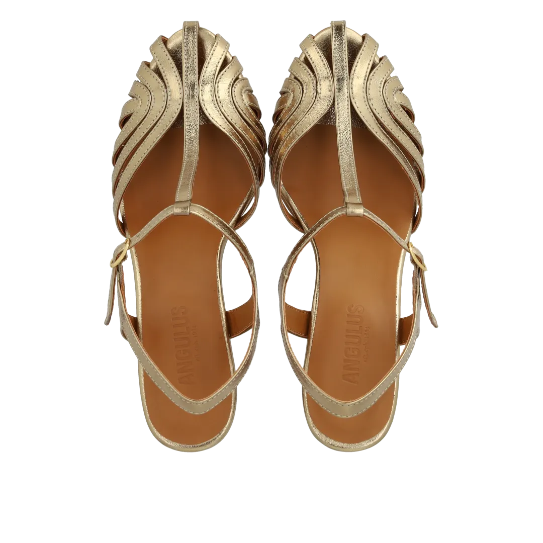Angulus Hælsandal med frontdetalje sandal skind 6 cm hæl