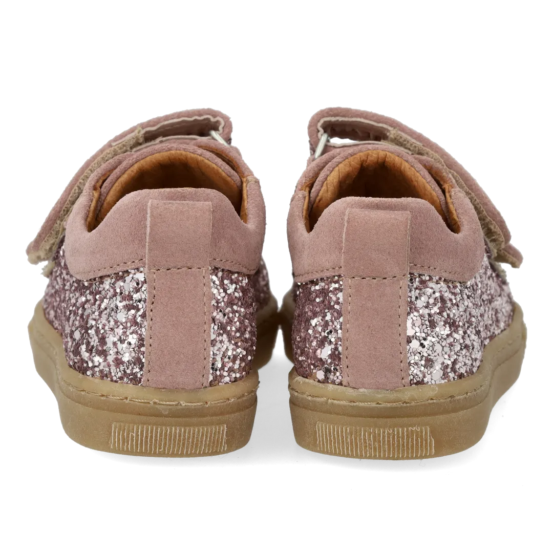 Angulus Glitter-sneaker ruskind børn velcro