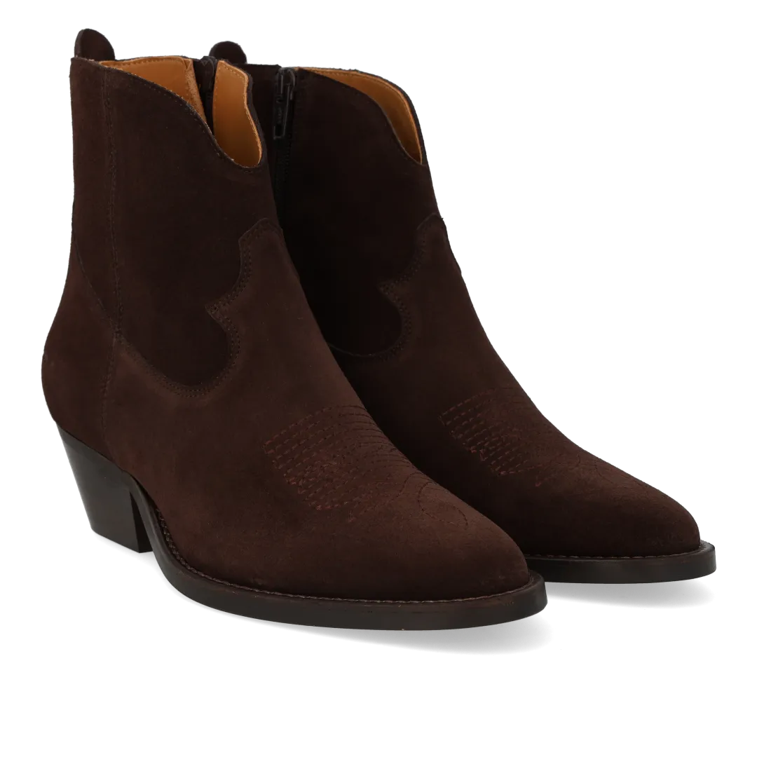 Angulus cowboystøvle dekorative stikninger støvle brun ruskind 4 cm hæl