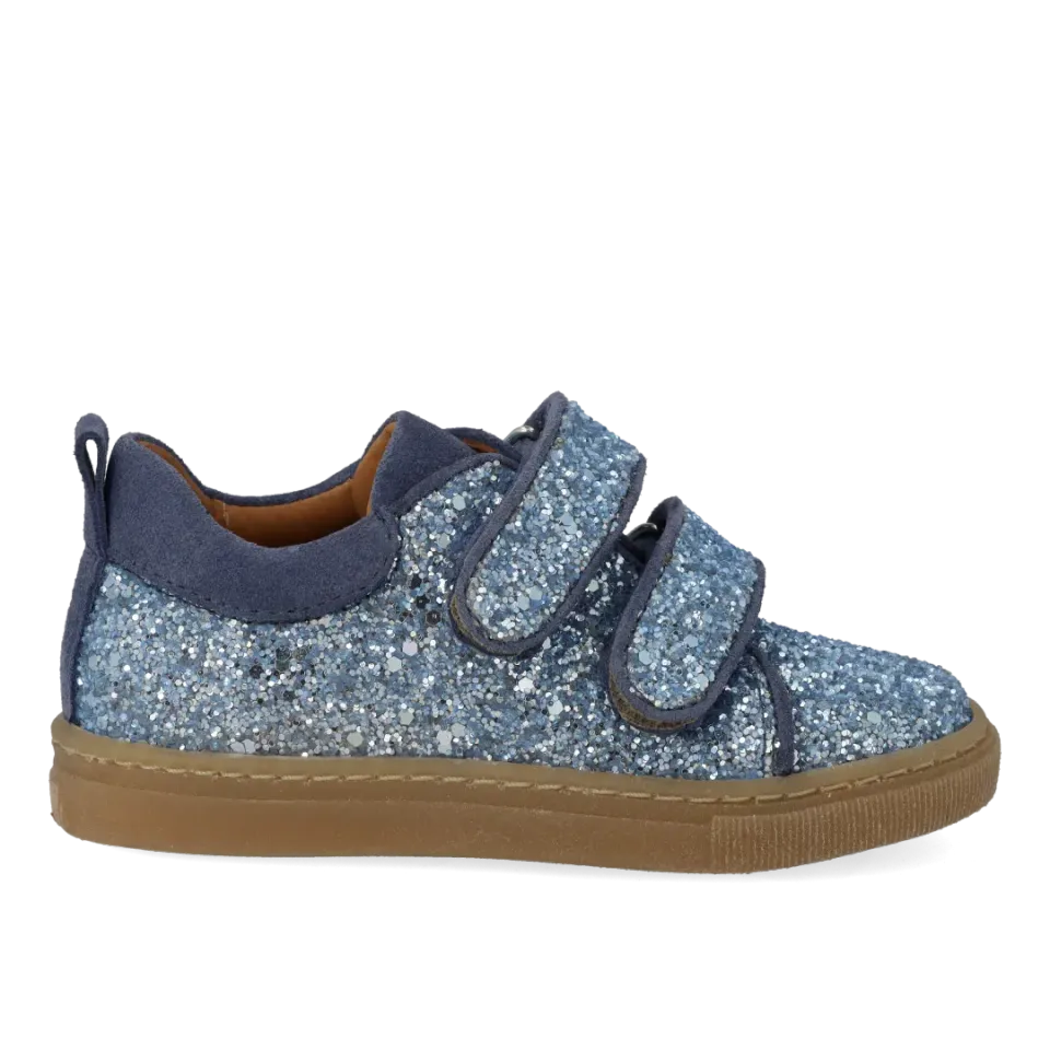 Angulus Glitter-sneaker med ruskindskanter sneakers velcro