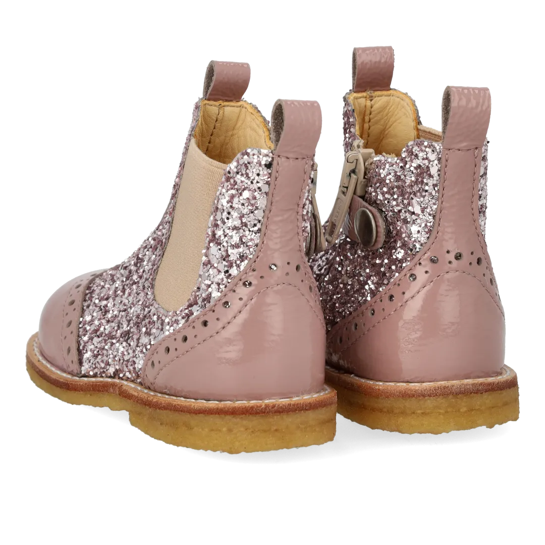 Angulus Chelsea støvle glitter brogue børn lynlås
