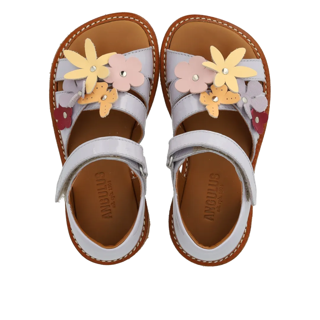 Angulus Sandal med multifarvede blomsterapplikationer børnesandal