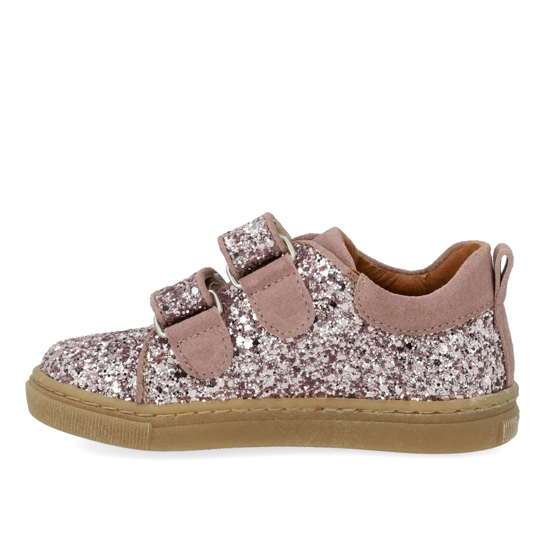 Angulus Glitter-sneaker ruskind børn velcro