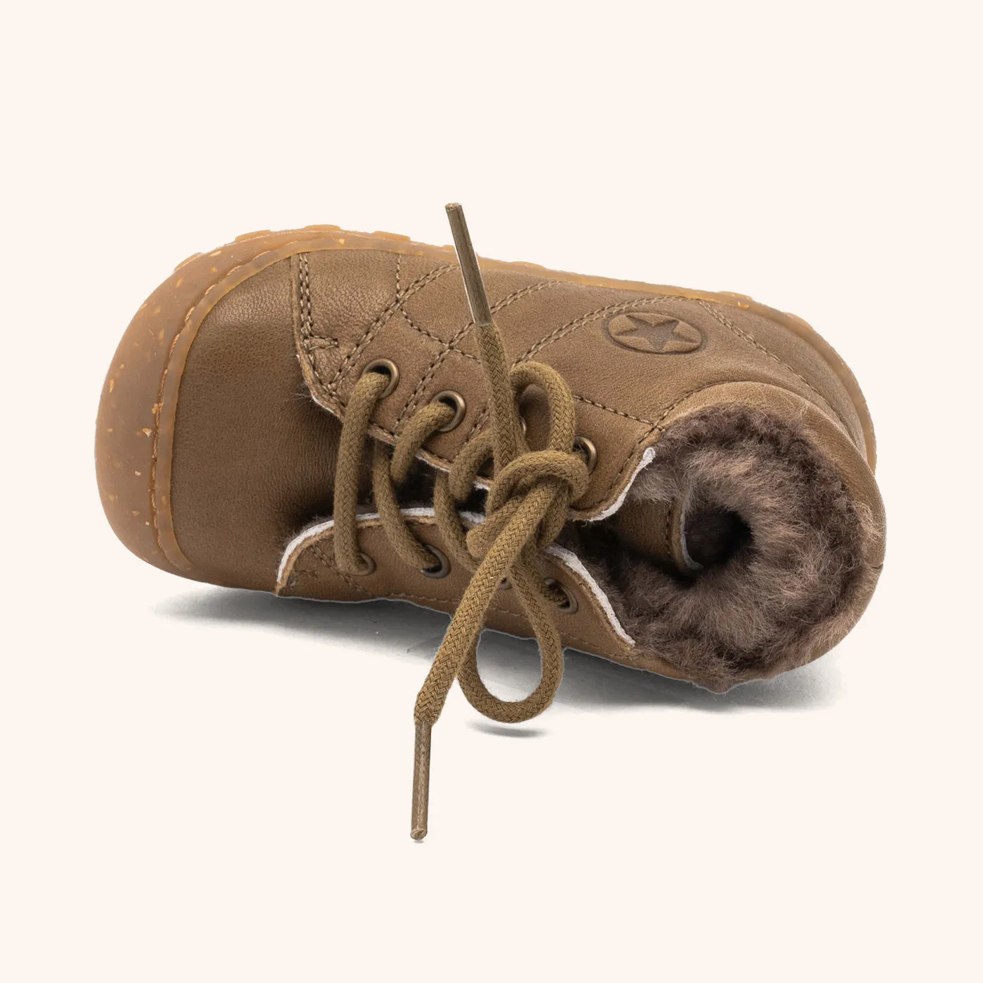 Bisgaard Hale L Lamb Khaki barfodssko lammeuld