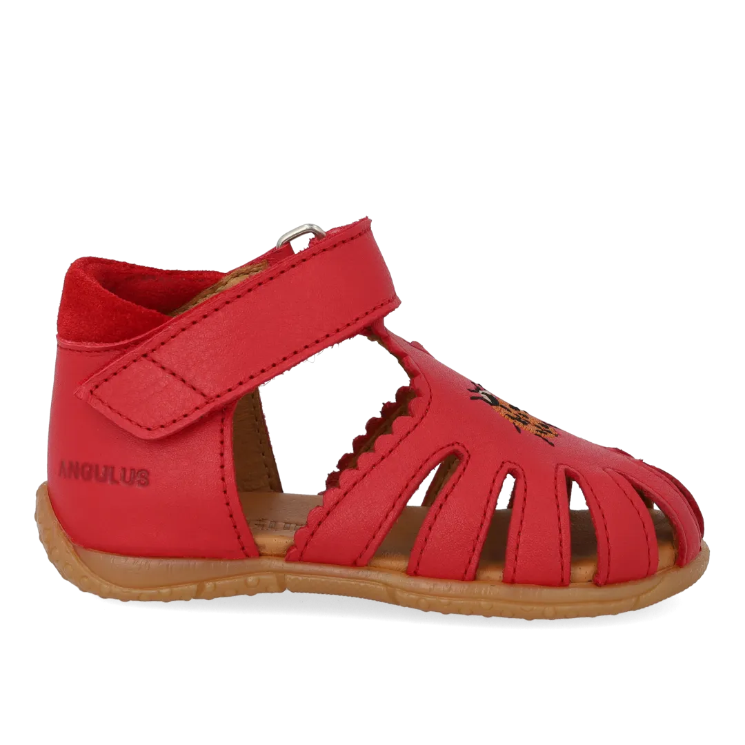 Angulus Sandal med broderi sandal baby læder mariehøne