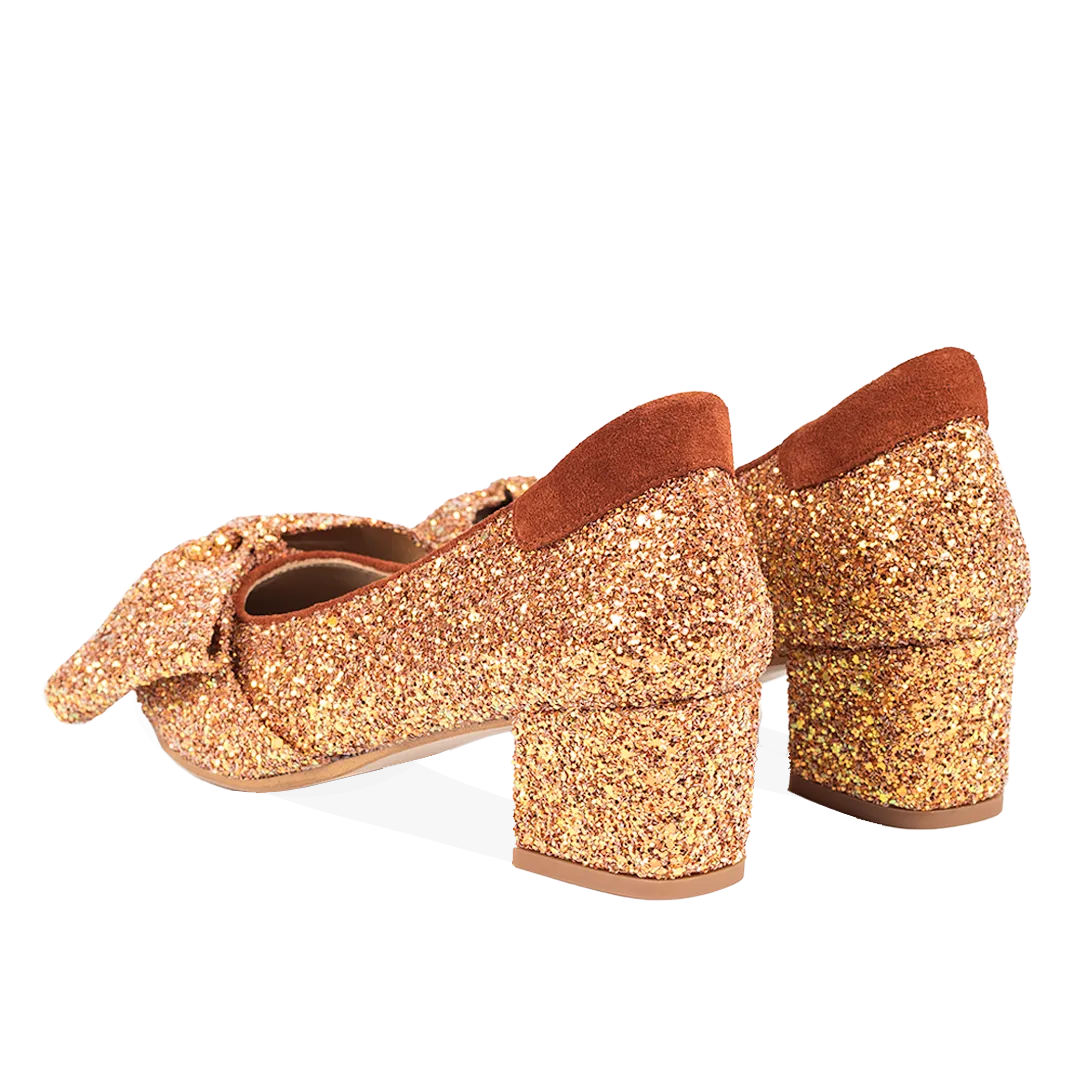 Angulus Sløjfe pump i funklende glitter pumps dame 5 cm hæl