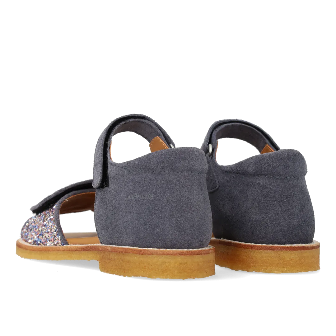 Angulus justerbar sandal i læder med funklende glitter børn