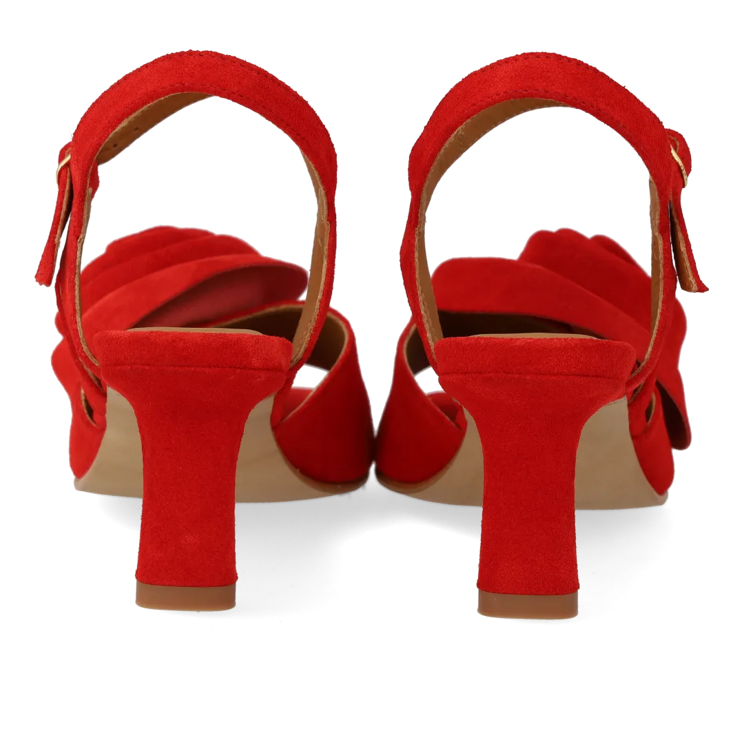 Angulus Sandal højhælet ruskind med rose