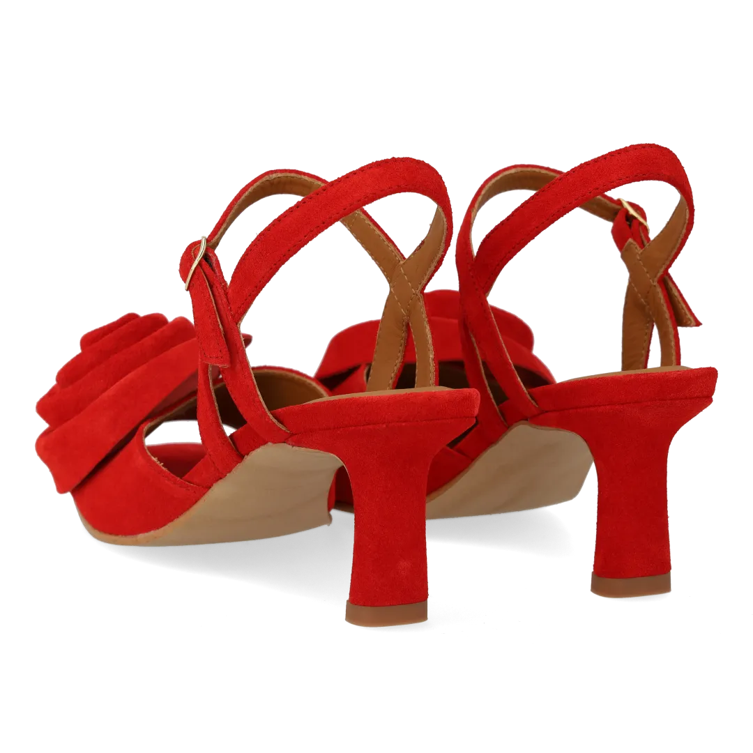 Angulus Sandal højhælet ruskind med rose