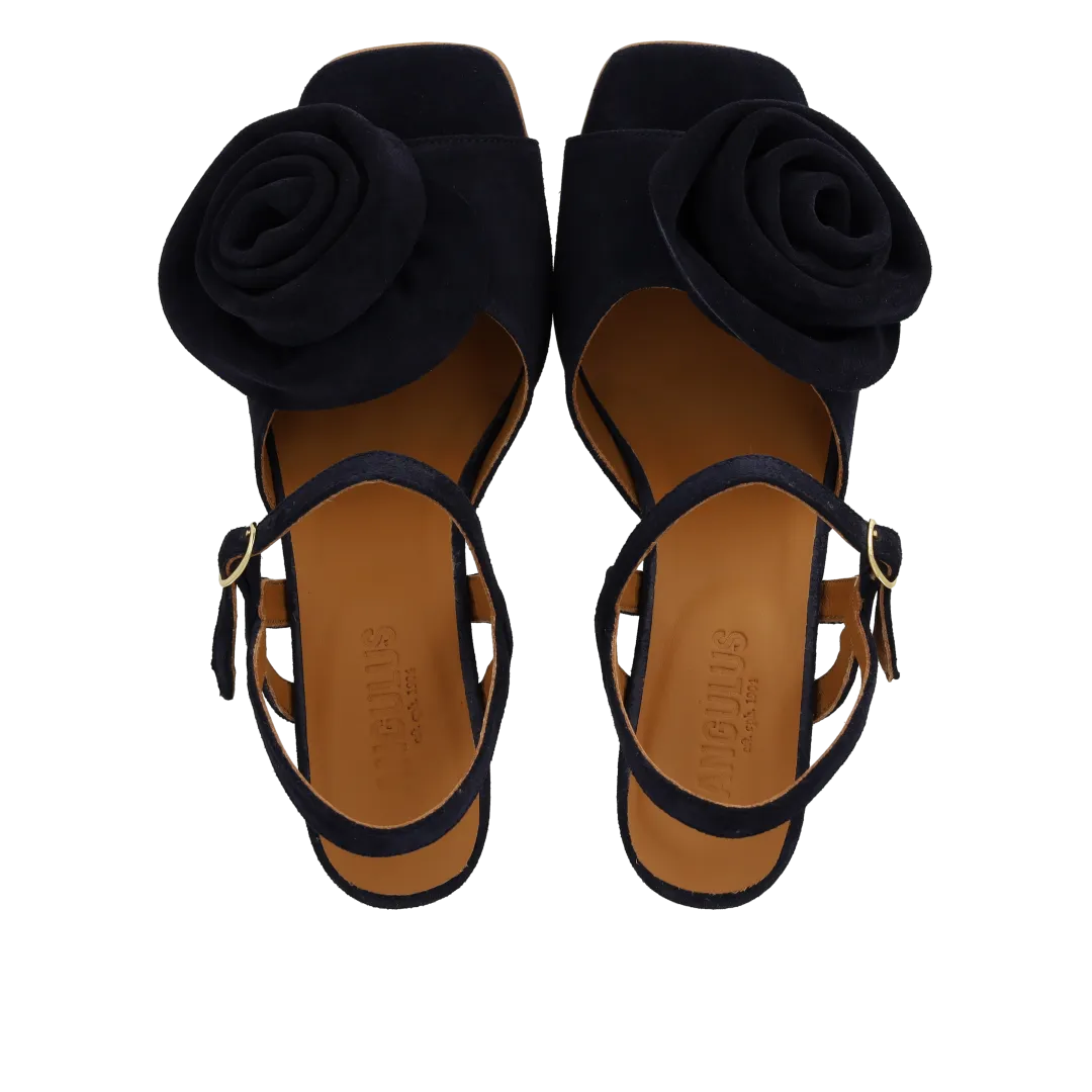 Angulus Højhælet Sandal med voluminøs rosedetalje sandal hæl