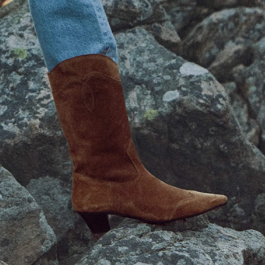 Angulus Cowboystøvle dame støvle skind lynlås
