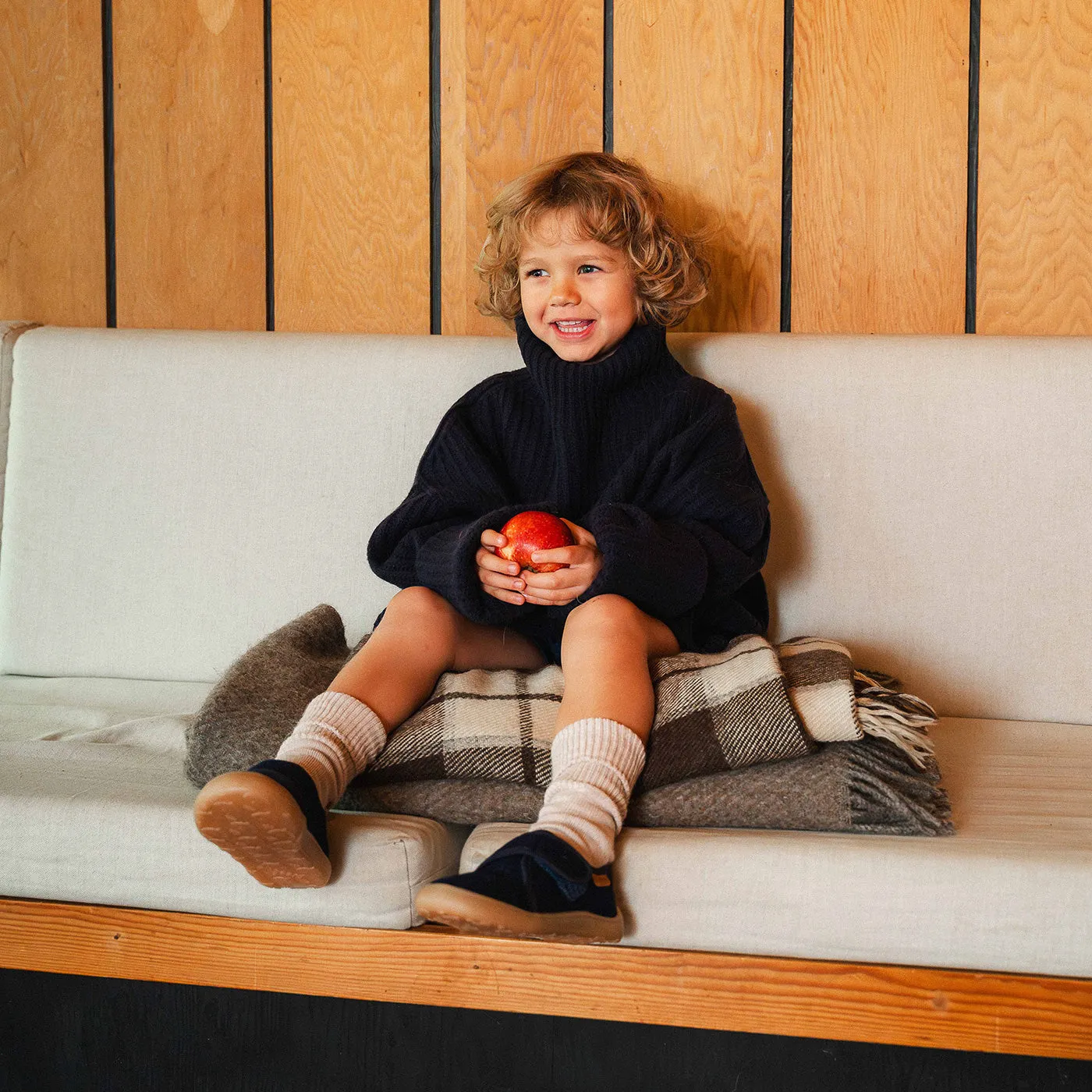 Bisgaard Pav hjemmesko dark blue uld velcro