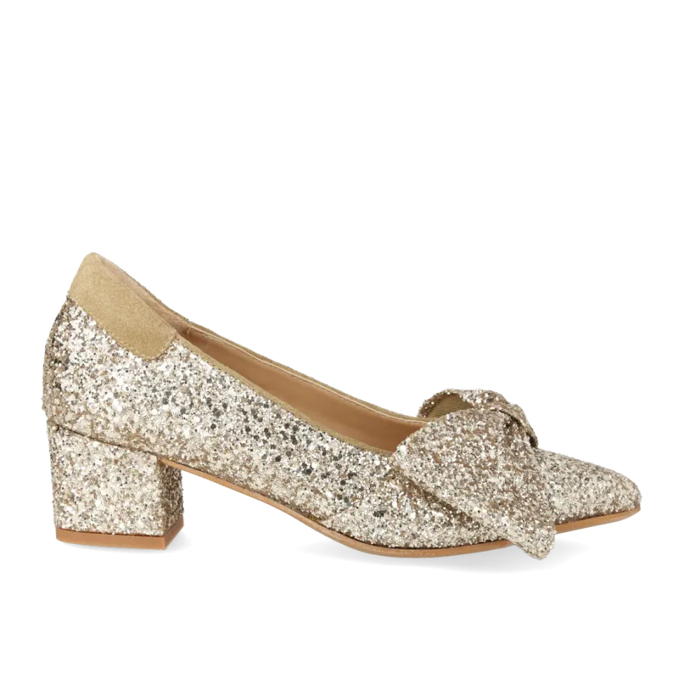Angulus Sløjfe pump glitter pumps blokhæl