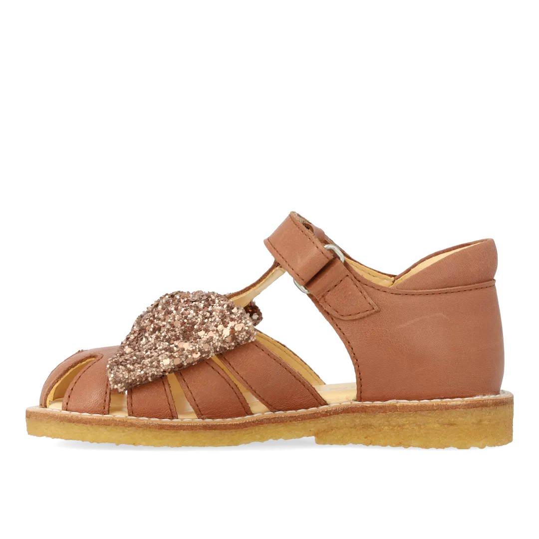 Angulus Sandal glittersløjfe velcro læder rummelig