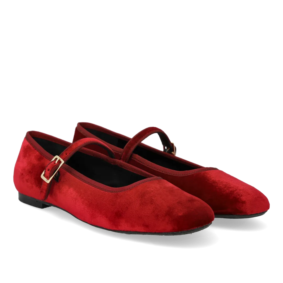 Angulus Mary Jane ballerina velour guldspænde