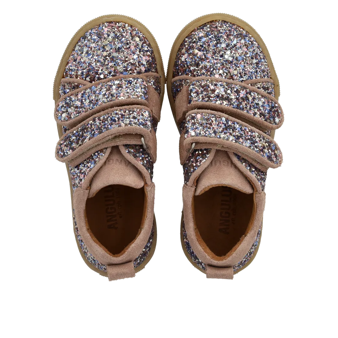 Angulus Glitter-sneaker ruskind børnesneaker velcro