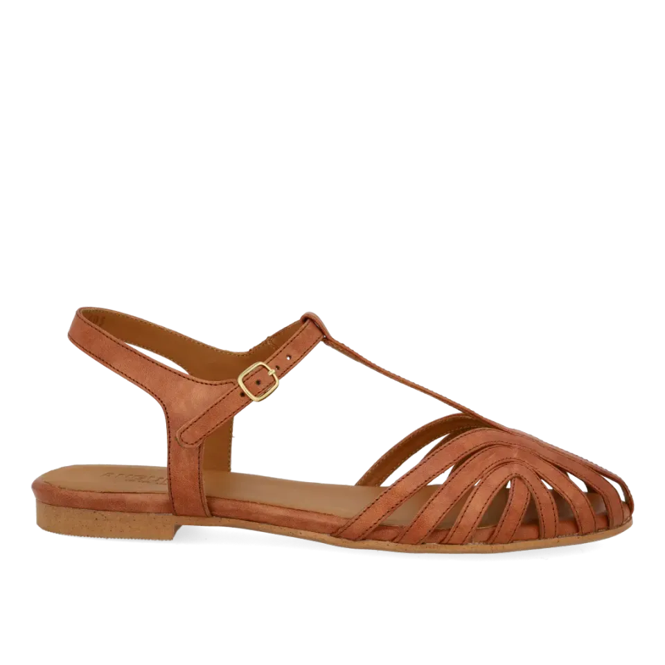 Angulus flad sandal organisk front T-strap skind