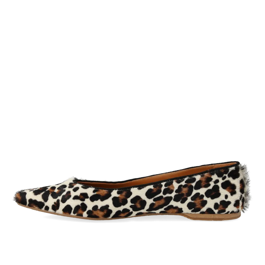 Angulus spids ballerina pony-pels leopard ballerinasko