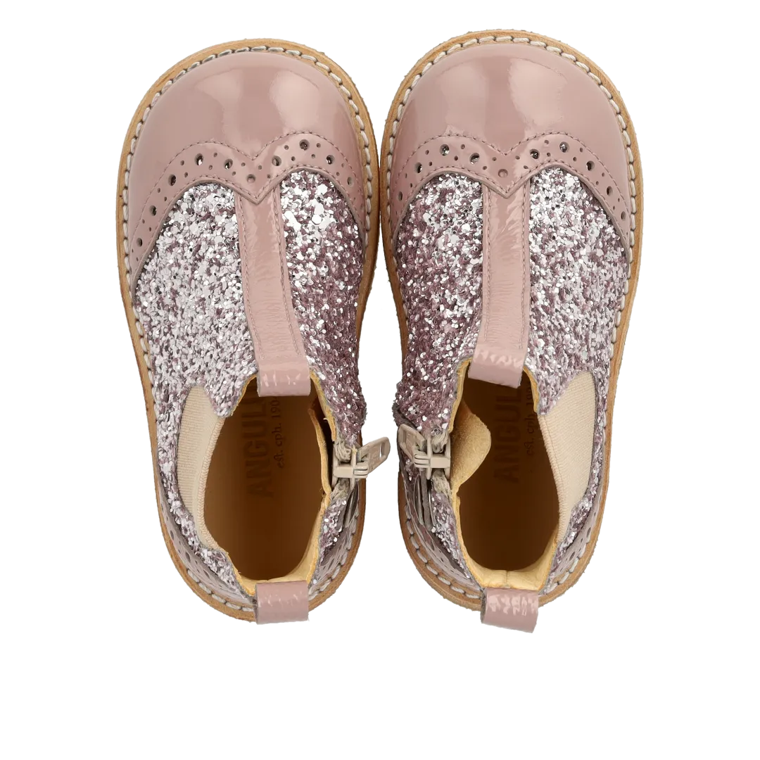 Angulus Chelsea støvle glitter brogue børn lynlås